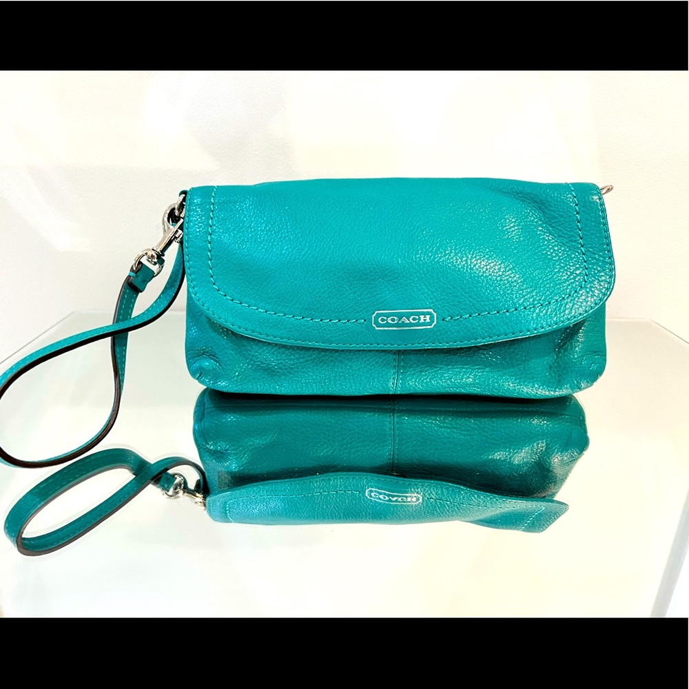 Coach Turquoise Leather Clutch